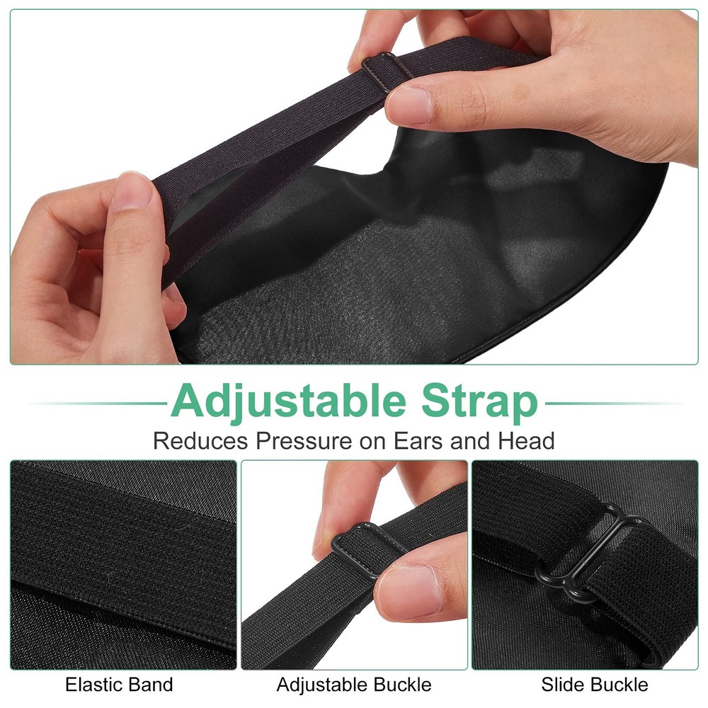 6 Pieces Natural Silk Sleep Mask Soft Eye Adjustable Strap Black