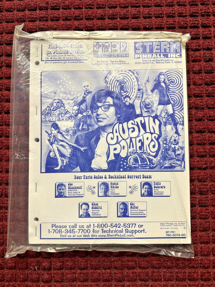 Stern Austin Powers Pinball Manual - Original