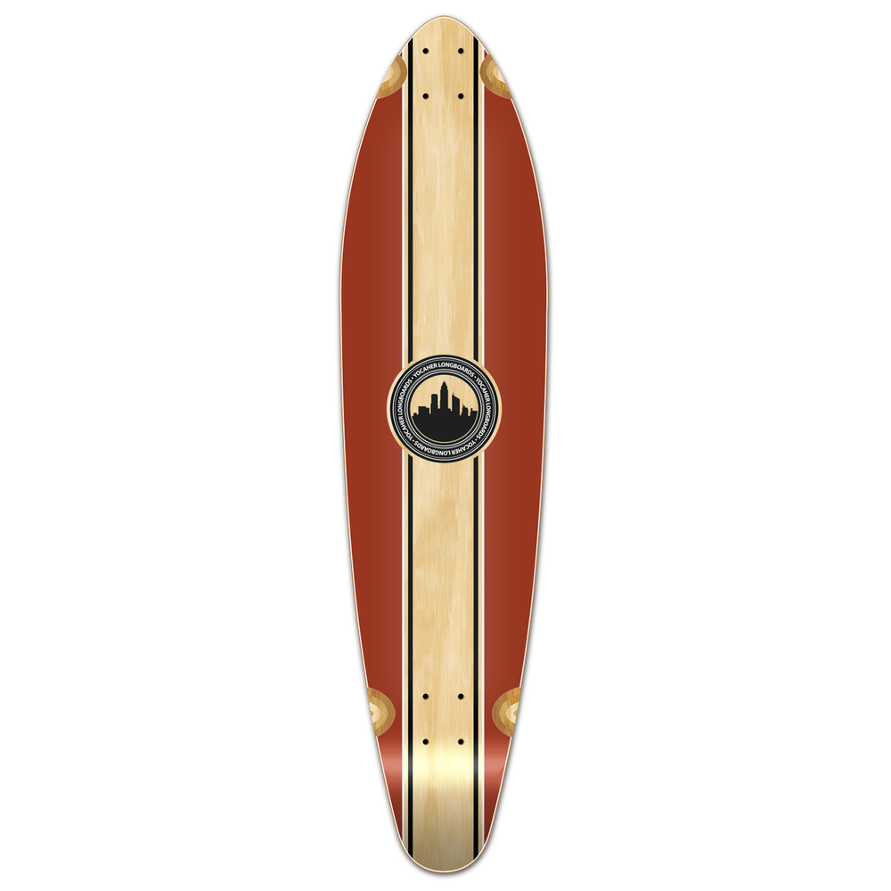 Yocaher Kicktail Longboard Deck - Crest Burgundy (DECK ONLY)