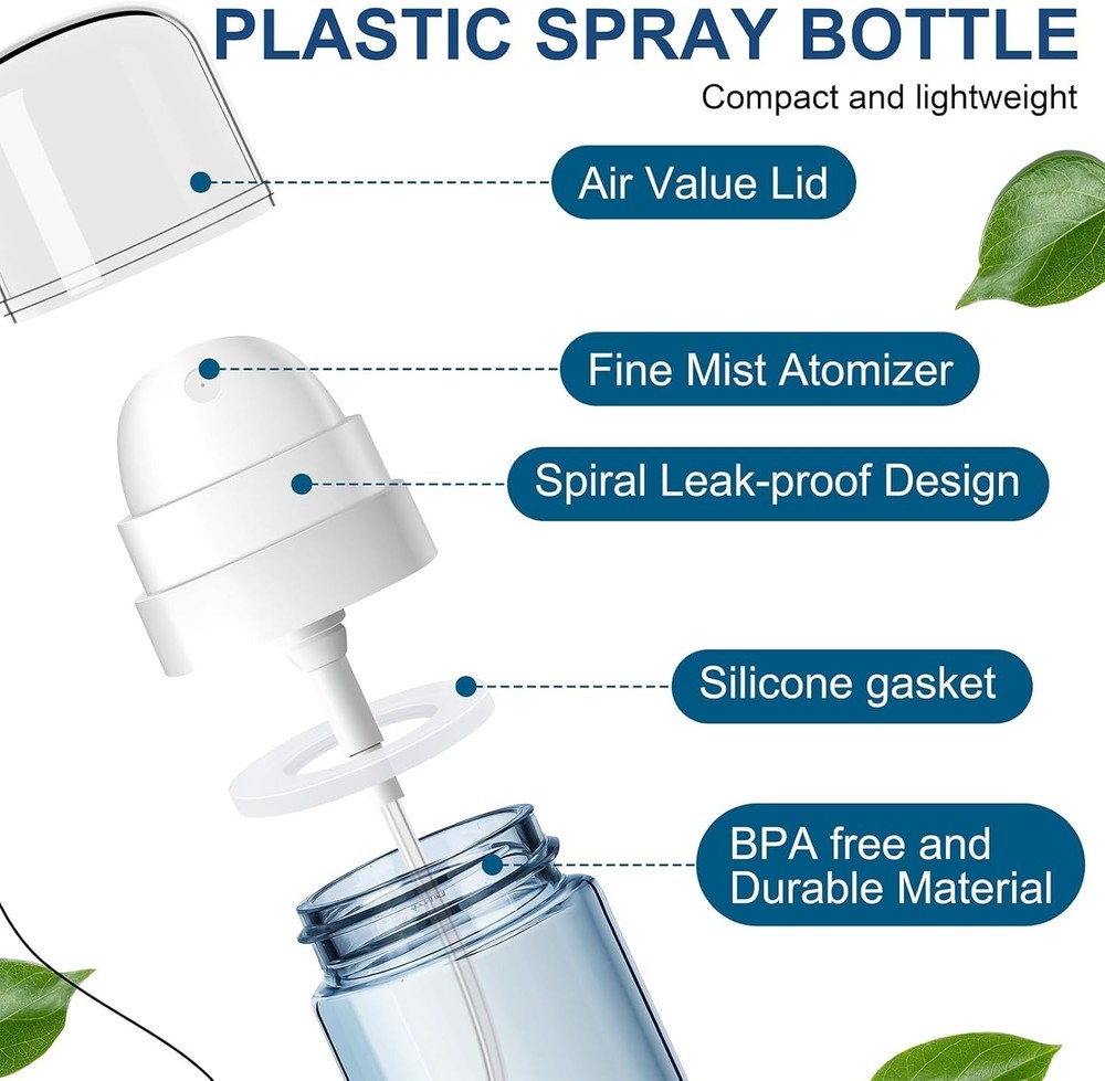 Compact 60ML Fine Mist Spray Bottles - Travel-Friendly, Leak-Proof & Refillable