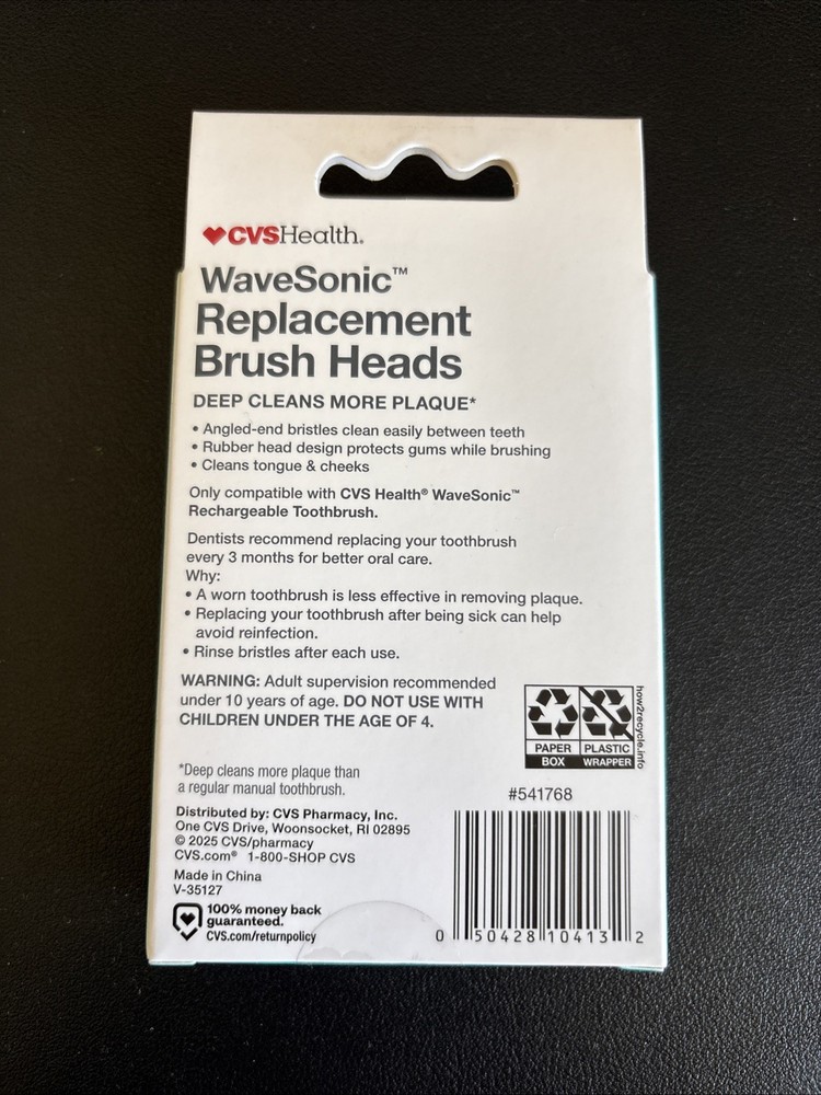 CVS Health WaveSonic Replacement Brush Heads Soft New Sealed