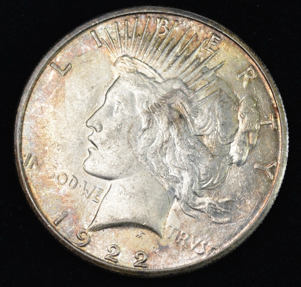 Toned 1922 Peace Dollar $1 -UNC Nice Toning