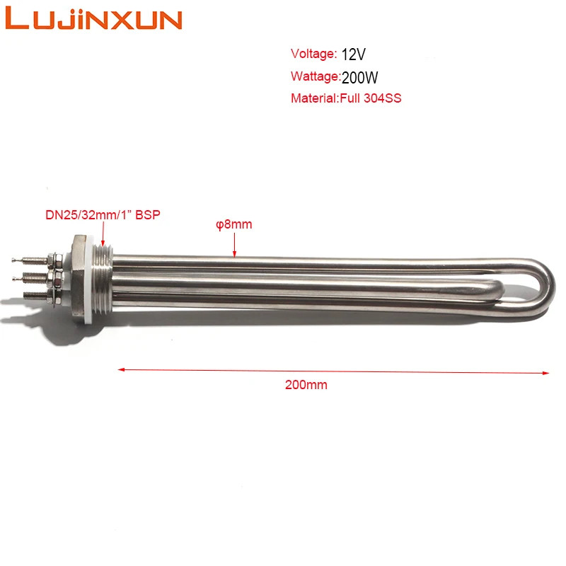 Immersion Solar Water Heater Element Stainless Steel Heat Tube DC 12V 100W-600W