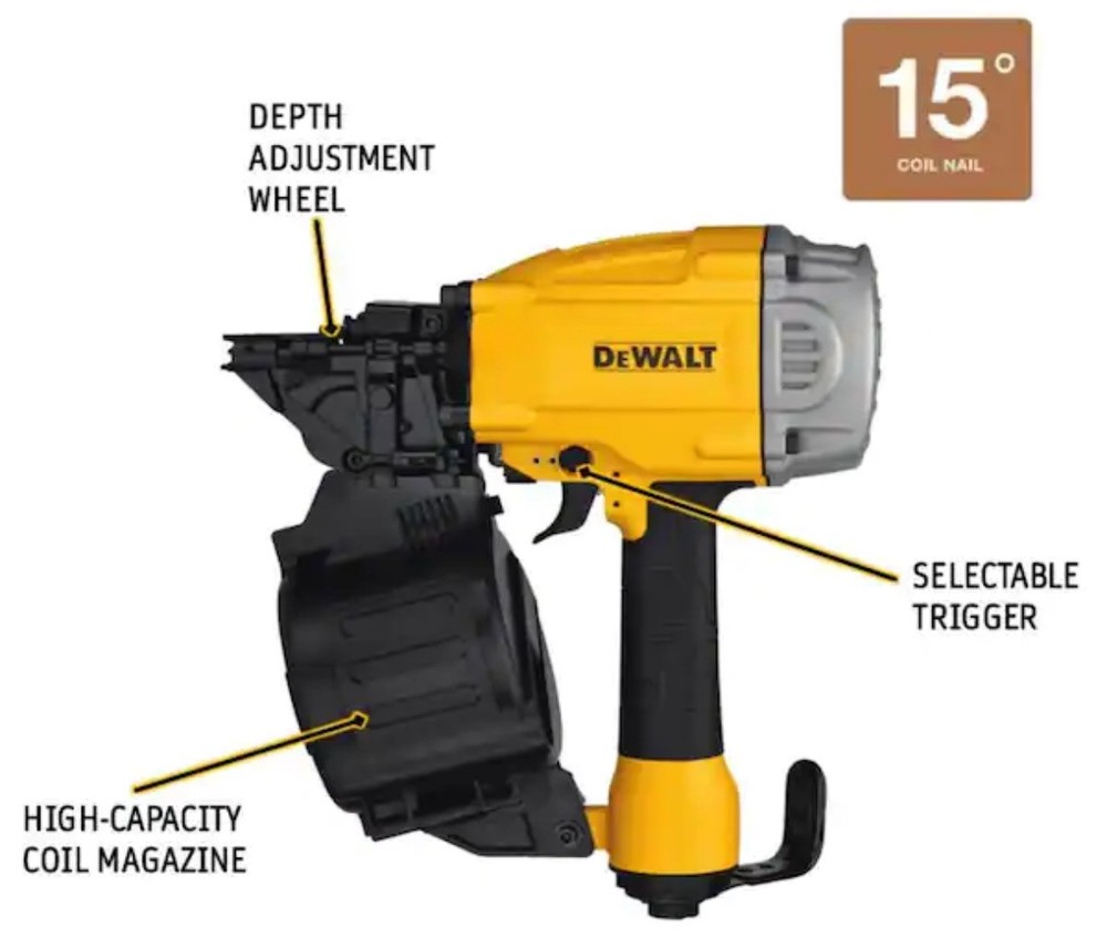 DeWalt Pneumatic 15° Coil Framing Nailer