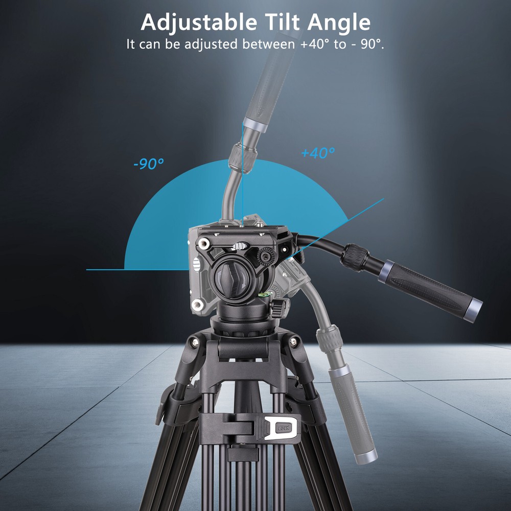 ARTCISE Tripod Head Heavy Duty Video Camera Fluid Head Drag Pan Head W/ Handle