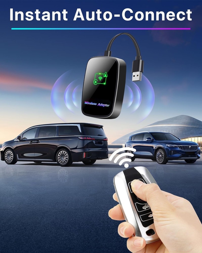 Wireless CarPlay & Android Auto Adapter 2-in-1, Plug & Play Wireless Upgrade
