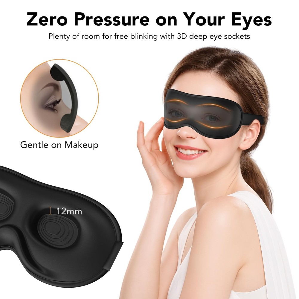 Light Blocking Sleep Mask with Adjustable Strap, 1 Count (Pack of 1), Black
