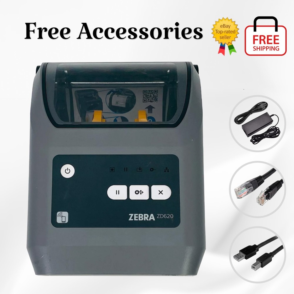 FULLY TESTED Zebra ZD620 Thermal Transfer Label Printer USB LAN Bluetooth Serial