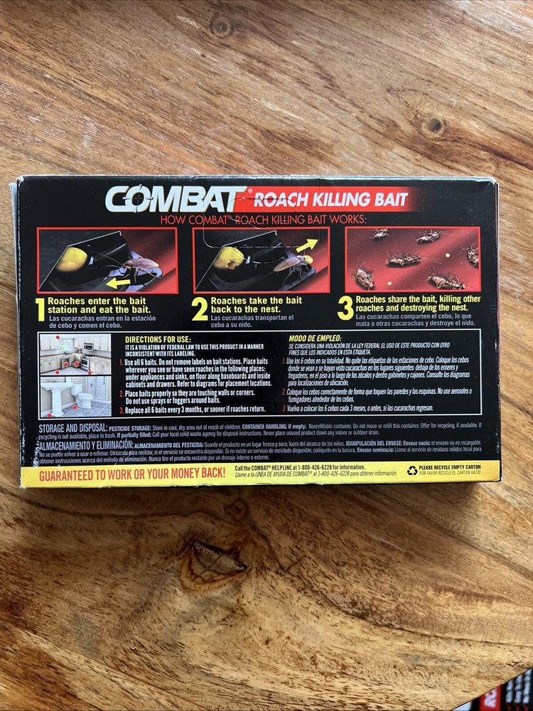 Combat Roach Killing Bait Stations for Small and Large Roaches, 6 Count - 6 Pack
