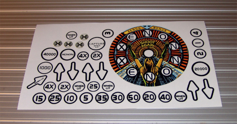 XENON Pinball Machine Insert Decals