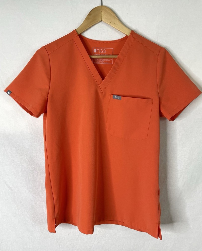 Figs Scrub Top Womens Extra Small XS Technical Collection Orange