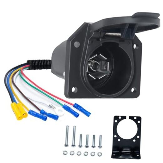 7 Pin RV Trailer Light Connector Socket 7 Wire Electrical Trailer 7 PIN