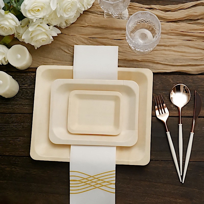 25 pcs Natural Sustainable Bamboo 5" x 4" Mini Rectangular Plates Disposable