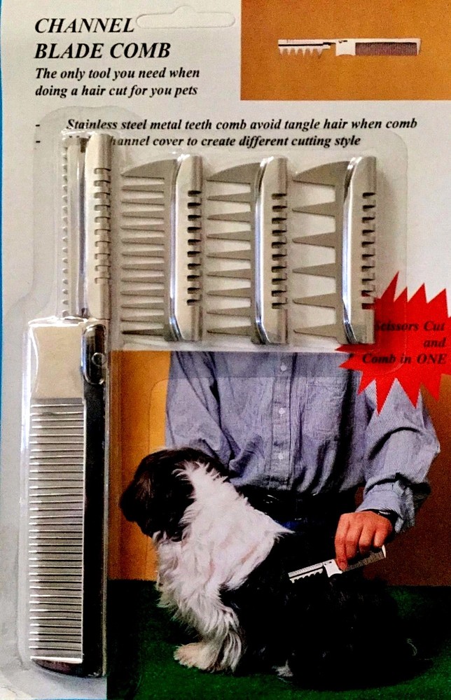PET GROOMING TEXTURIZING COMB & RAZOR WITH FOUR ATTACHMENTS