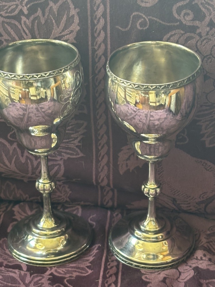 Pr Wilcox Silver Plate Victorian Goblets Ivy
