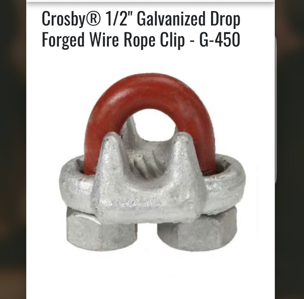 Crosby 1/2” G450 Galvanized Wire Rope Clip Cable