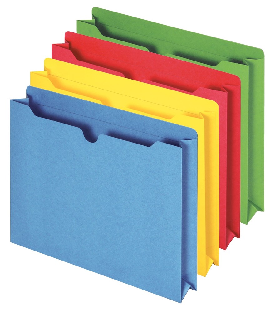Reinforced 2" Expansion File Jackets Letter 10 per Pack Assorted Colors