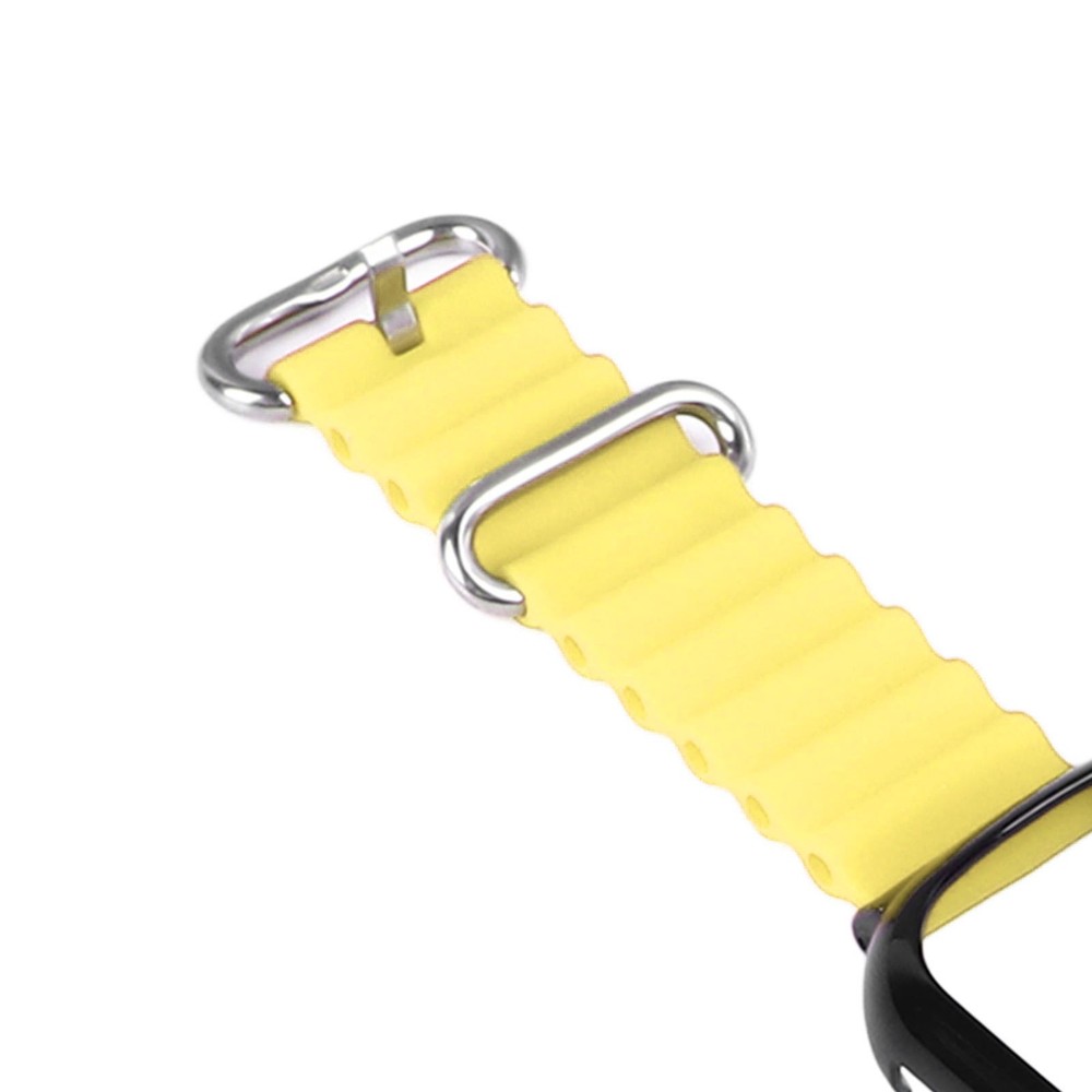 Silicone Watch Band With Case Replacement For Honor 4 Adjustable Strap (Yellow)
