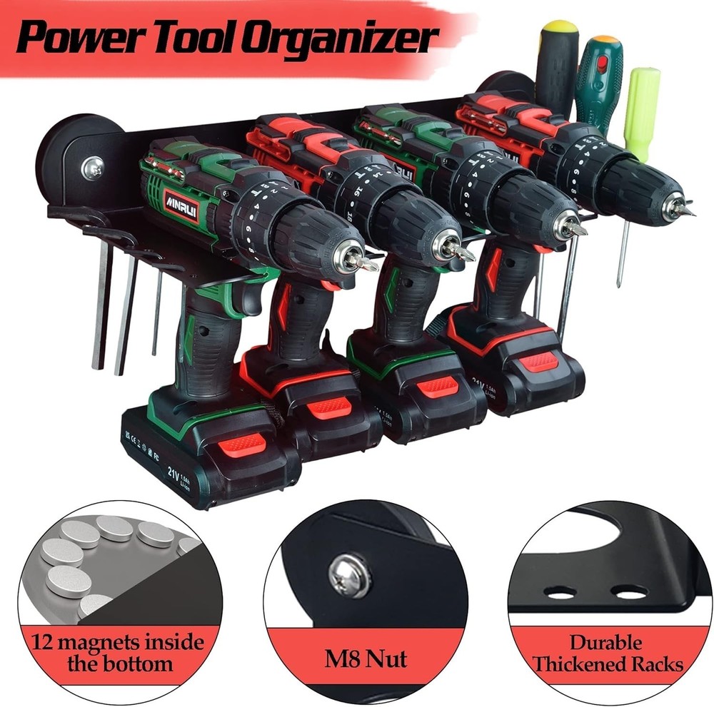 Wall Mount Power Tool Organizer Utility Storage Rack Shelf w/Screwdriver Holder