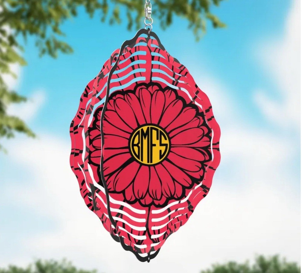 Grateful Dead Red Daisy BMFS Inspired Windspinner 8”