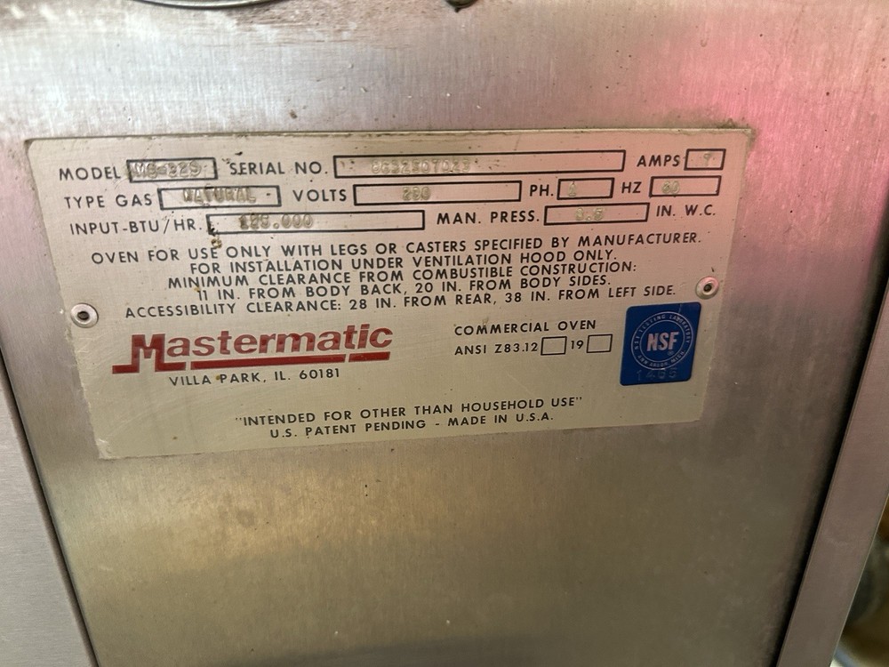 MASTERMATIC MG-32S SINGLE DECK CONVEYOR TYPE PIZZA OVEN