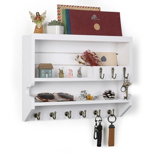 Key Holder for Wall, Mail Organizer Wall Mounted White