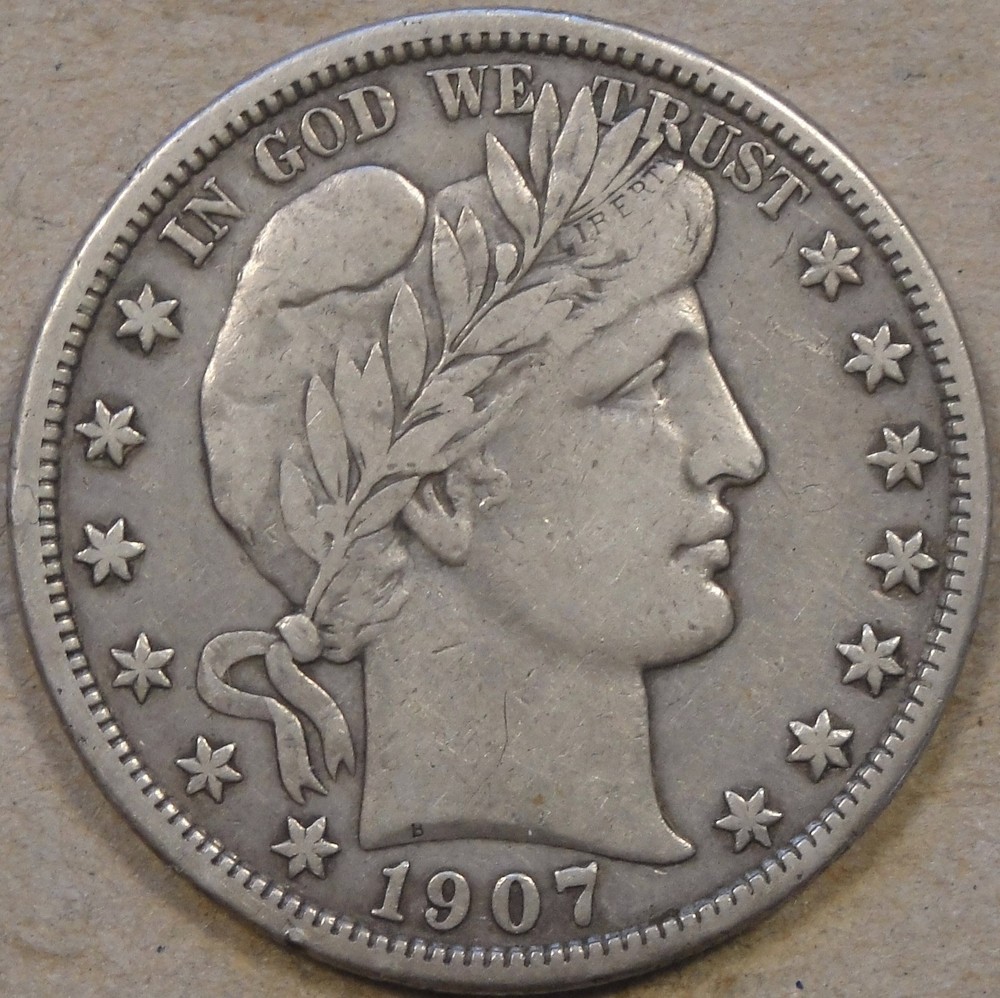 1907-D Barber Half Dollar 50c VF+ as Pictured L4-2