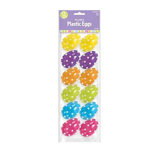 Amscam Polka Dot Plastic Eggs, 2 1/4", Multicolor