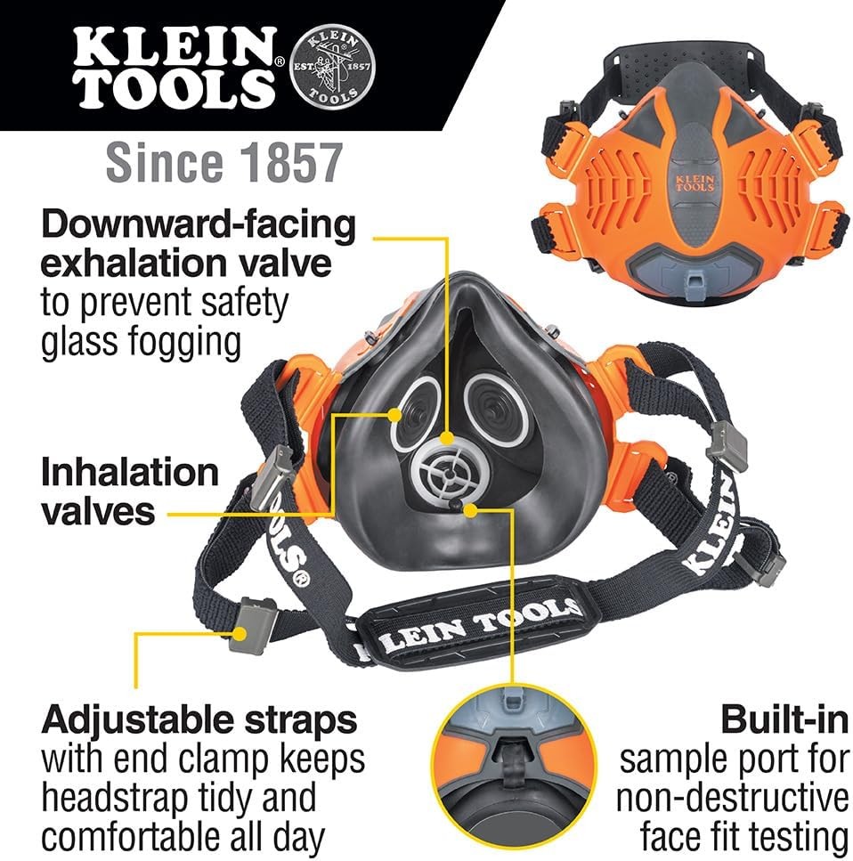Klein Tools P100 Half-Mask Reusable Respirator with Replaceable Filters