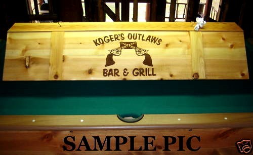 Custom Pool Table Light & Cue Rack w/ your name - logo! Rustic decor