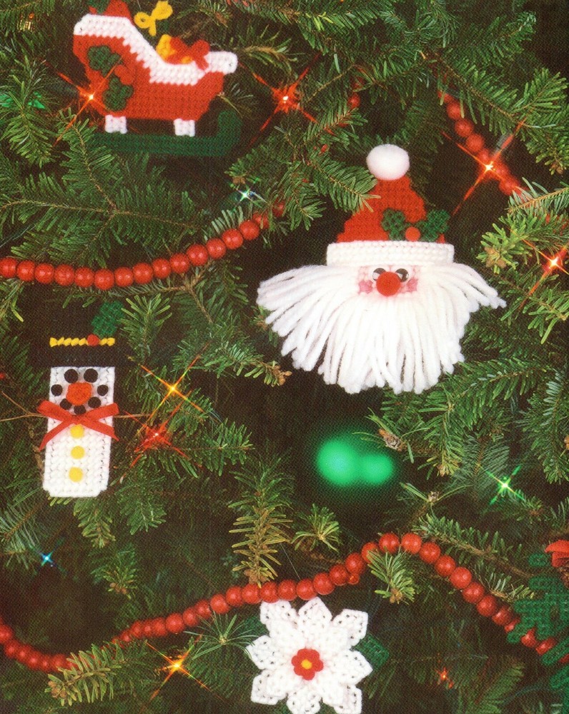 WINSOME MEDLEY 9 CHRISTMAS ORNAMENTS PLASTIC CANVAS PATTERN INSTRUCTIONS