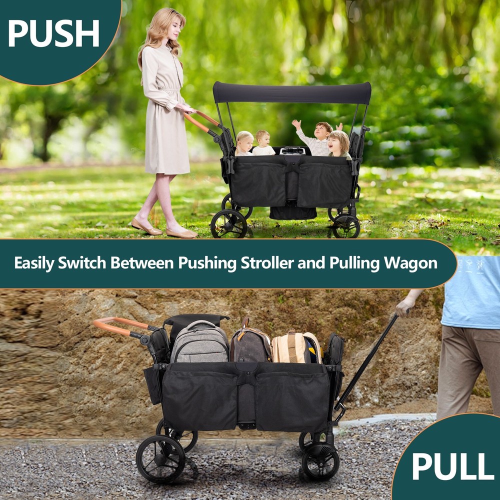 Wagon Stroller for 4 kids Lightweight folding baby stroller