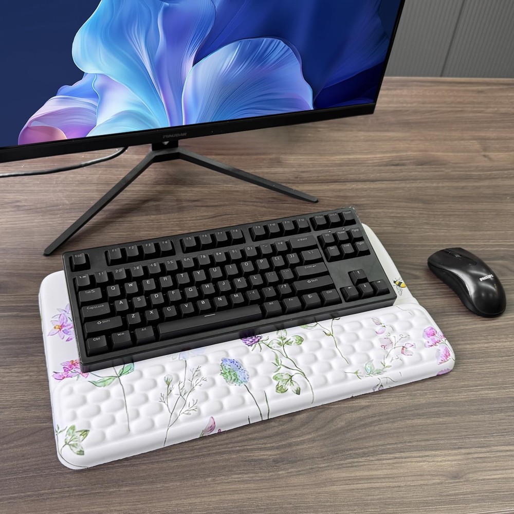 Computer Keyboard Stand with Wrist Rest Ergonomic Tilted Keyboard Holder - Ke...