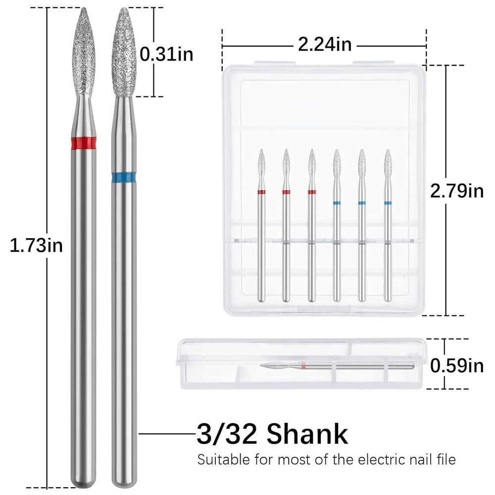Cuticle Drill Bit,Nail Drill Bits Flame Cuticle Clean Drill Bit for 3/32''Electr