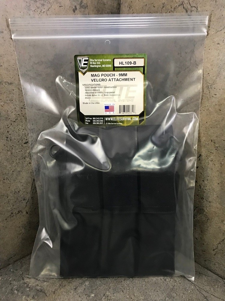 Elite Survival Hook & Loop Attach Triple Magazine Pouch for Pistol Cal Ext