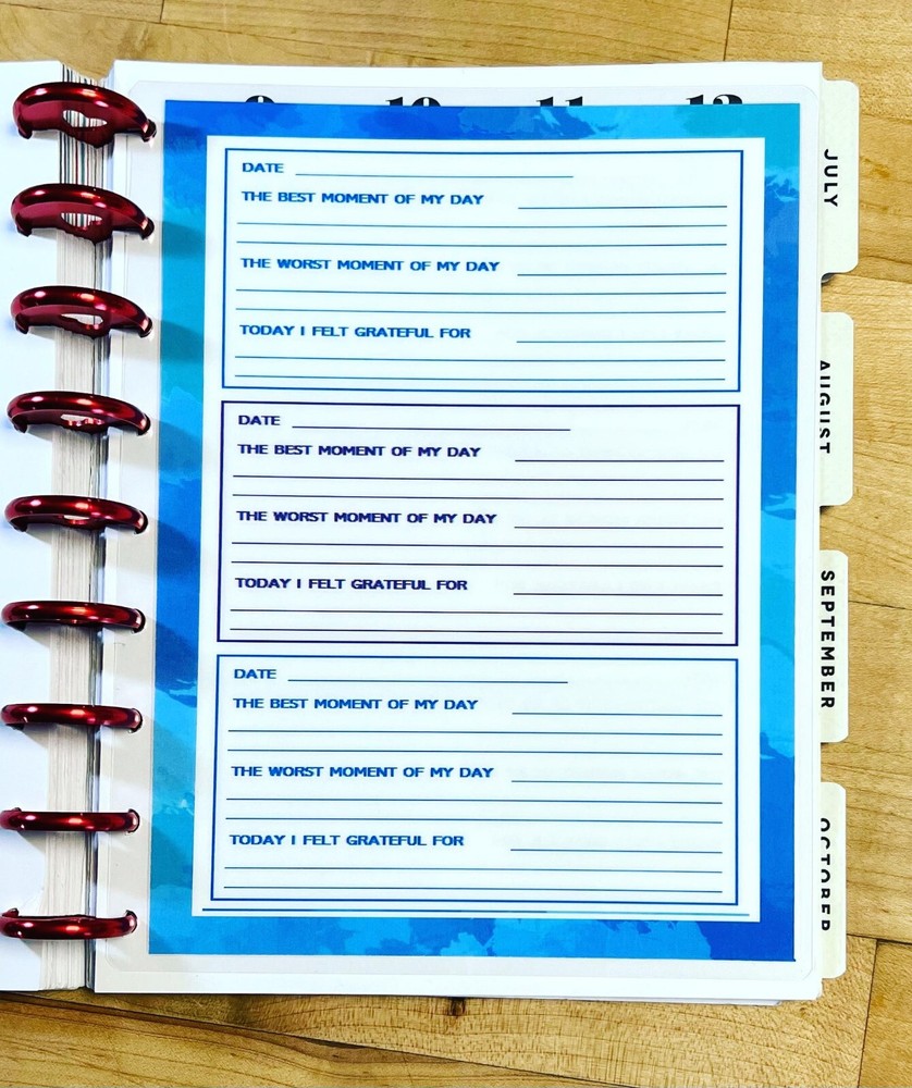 Gratitude Log Dashboard Insert 4 use with HAPPY Planner-