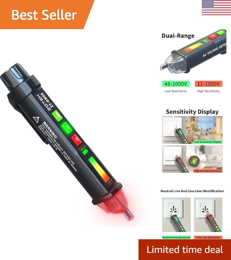 Non-Contact Voltage Tester - Dual Range AC Voltage Tester with Flashlight