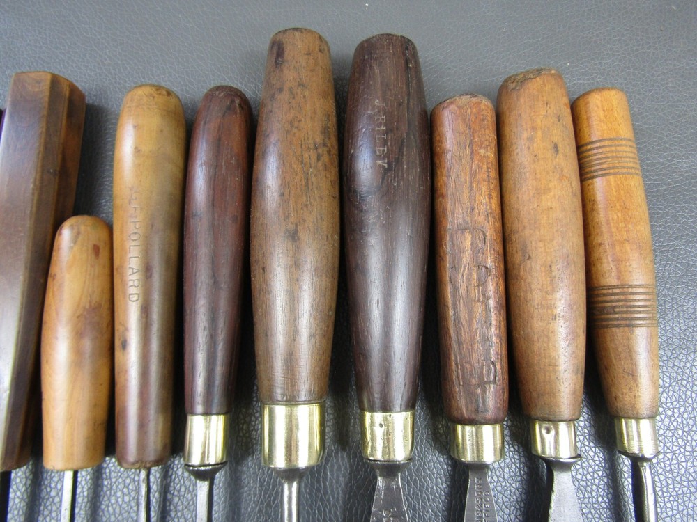 Vintage set of 12 carving gouges chisels old tools by Addis Herring Etc