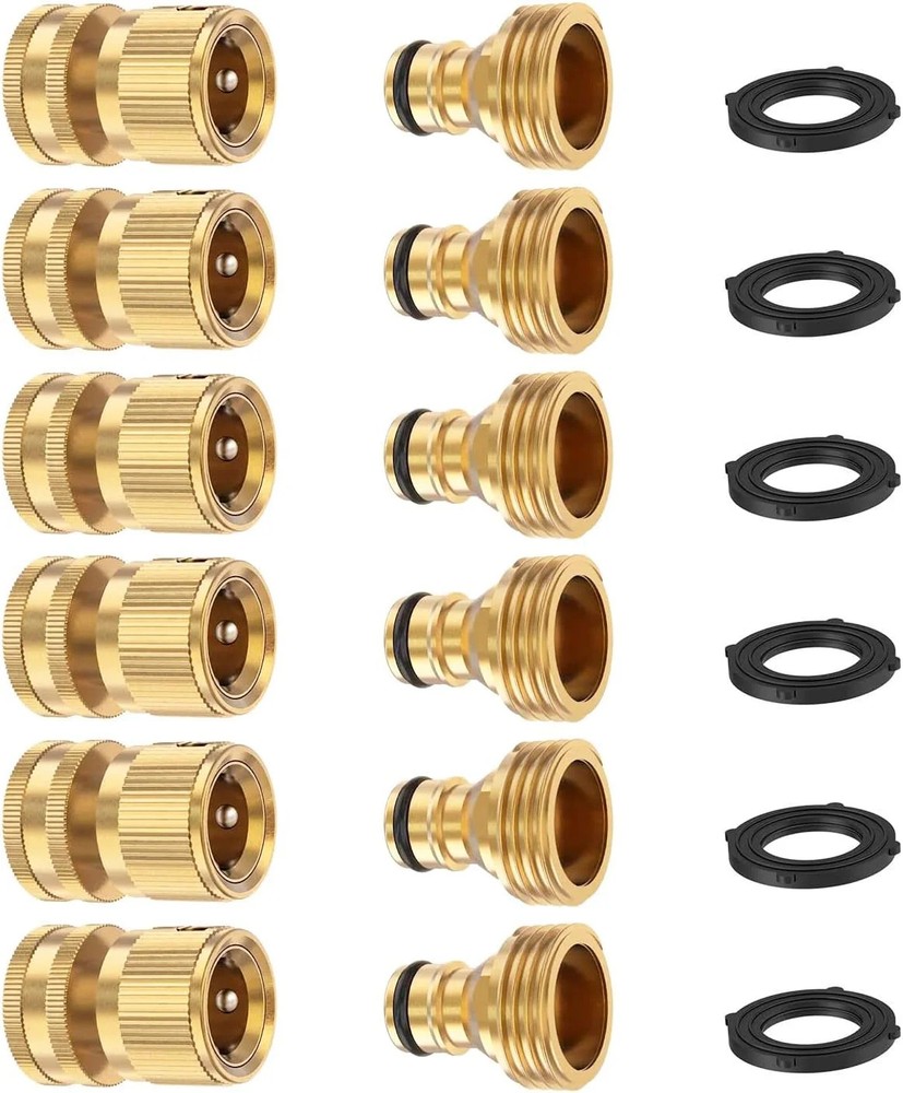 FINEST+ Garden Hose Quick Connector, Solid Brass 3/4 Inch Thread Fitting No-Leak