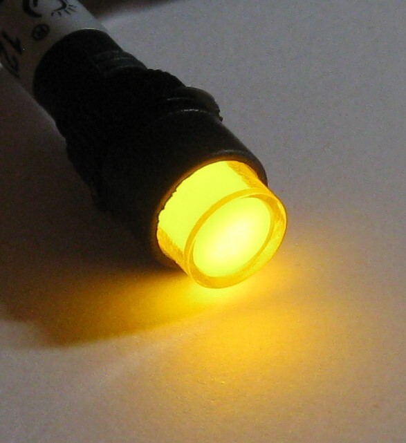 Panel Mount Round Mini LED 8 mm 12 V AC / DC Indicator - Yellow - Plastic Case
