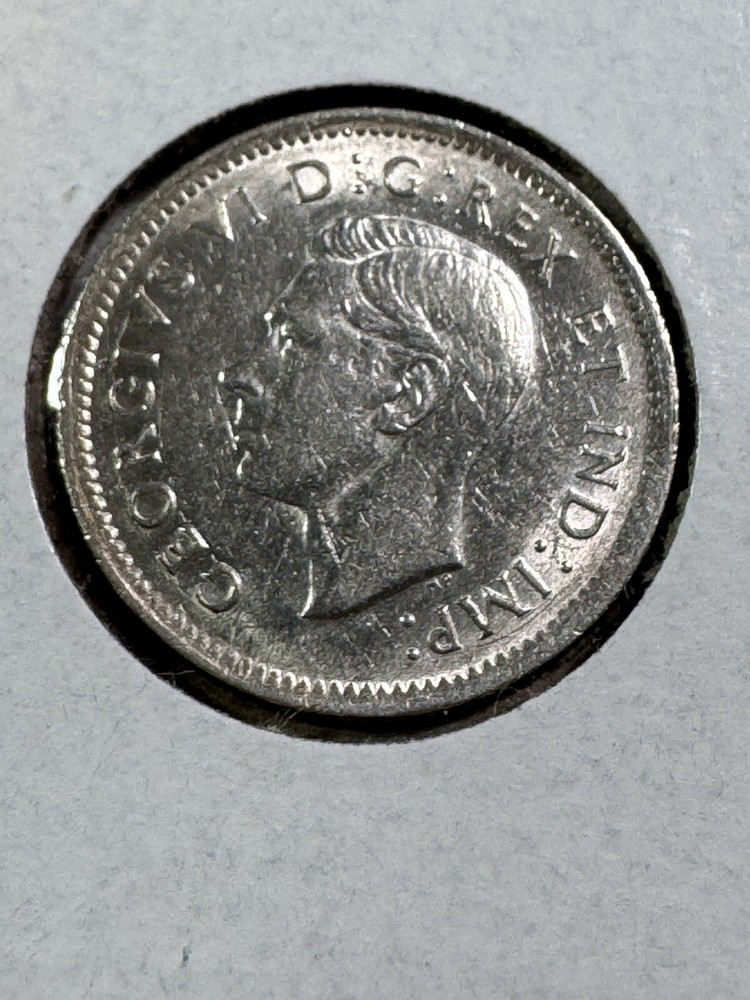 1938 Canada 10 Cents Silver Coin Cleaned