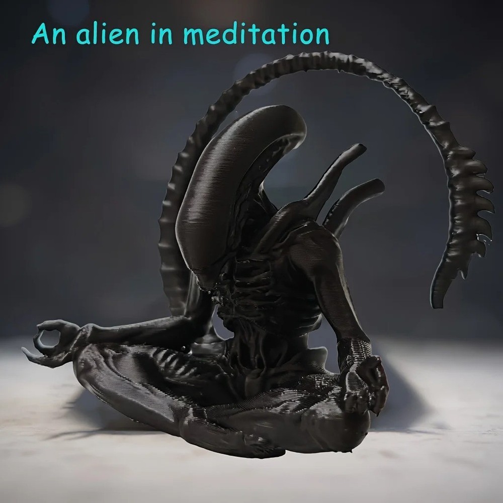 An alien ornament in meditation, creatively designed to create a personalized
