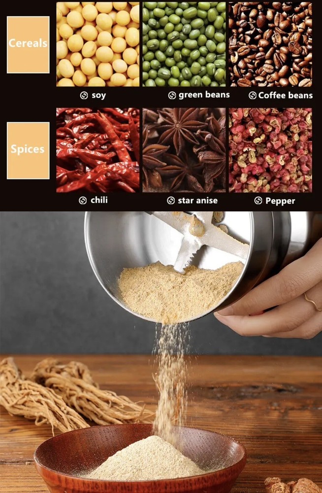 Electric Coffee Bean Grinder Nut Seed Grind Spice Crusher Mill Blender /Silver