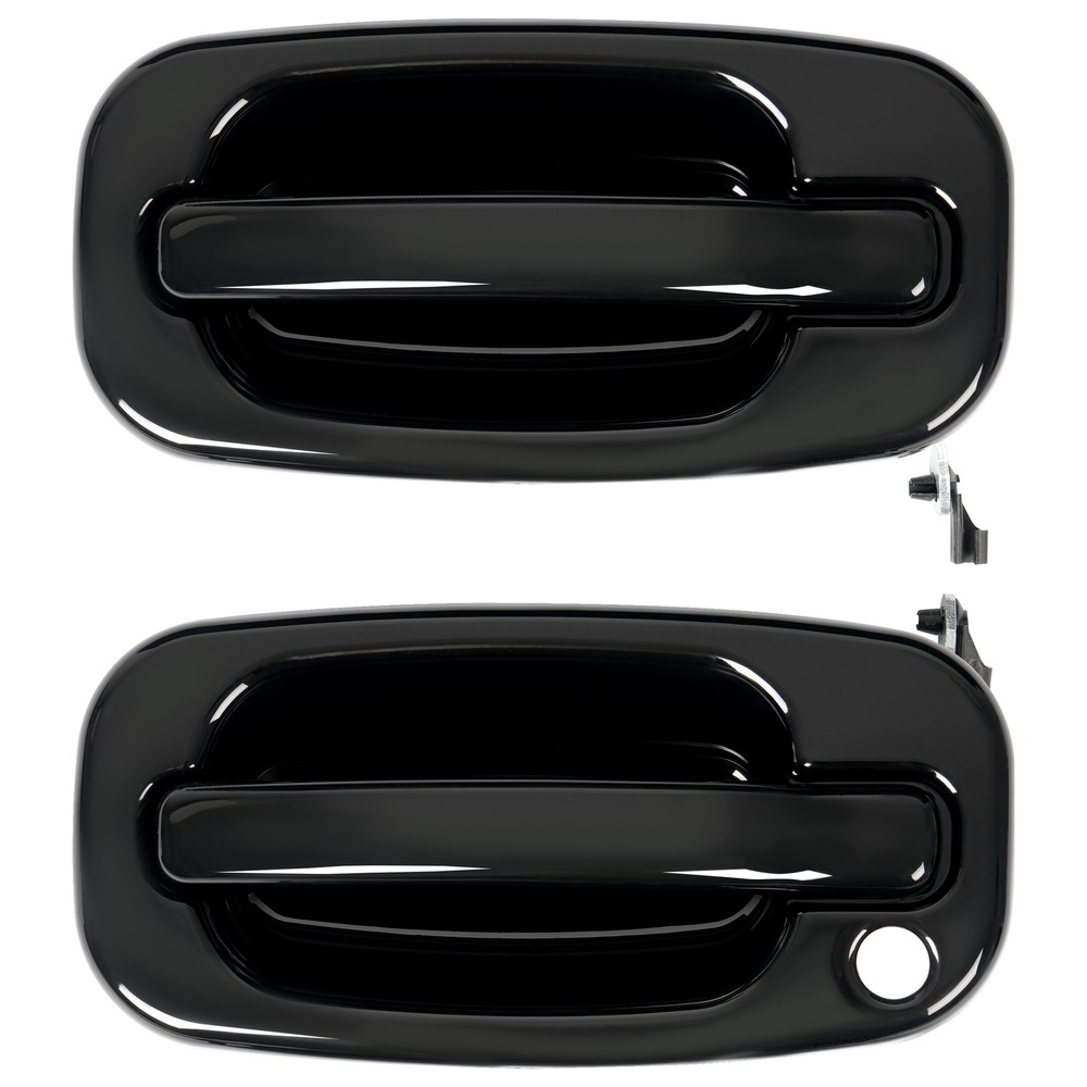 2Pc Front Outer Door Handle Set For 1999-2007 Chevy Silverado 1500 Glossy Black