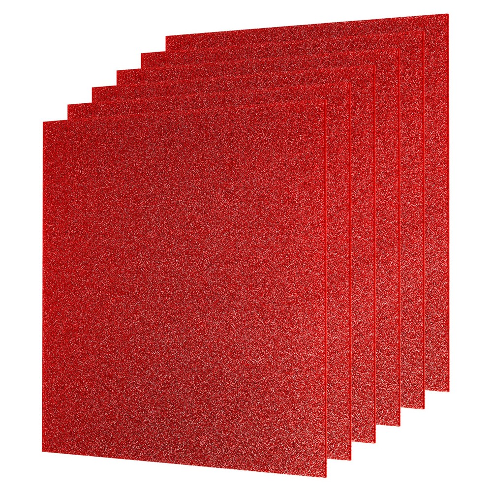 6Pcs Red Glitter Acrylic Sheets 1/8" Thickness 8" x 8" PMMA Sheets