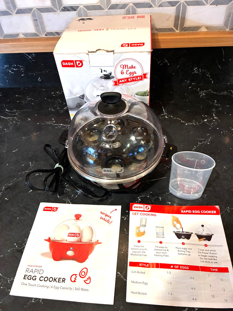 DASH Rapid Egg Cooker One Touch 6 Egg Capacity Hard Boiled Poached