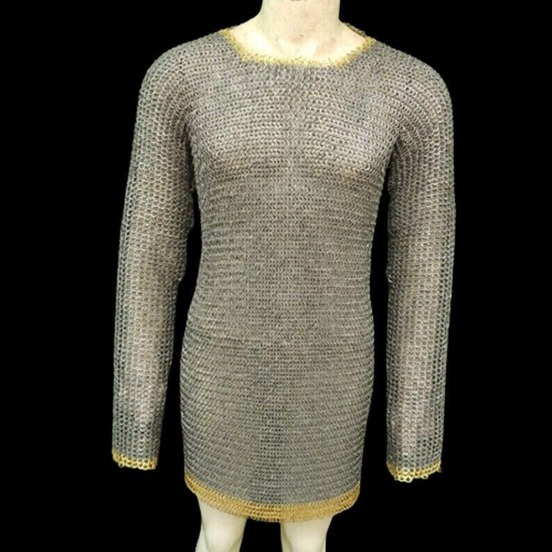 Chainmail Shirt 9MM Flat Ring Dome Riveted With Solid Ring Stainless Steel
