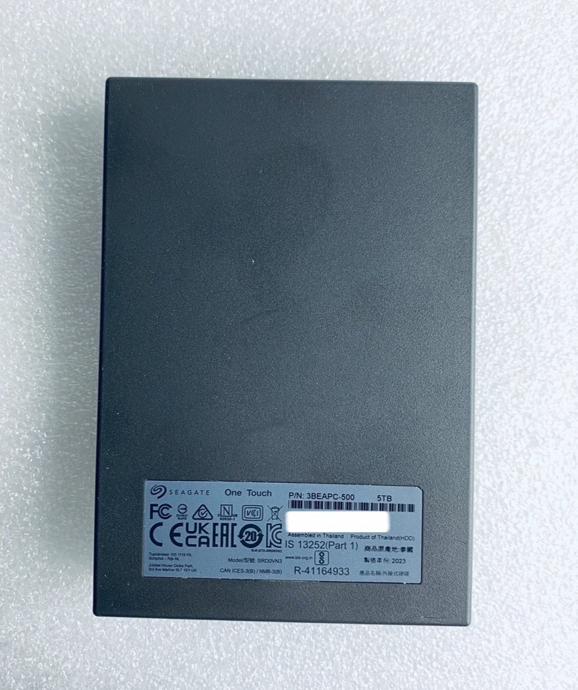 Seagate One Touch 5TB USB Black External Hard Drive, 3BEAPC-500 - (READ)