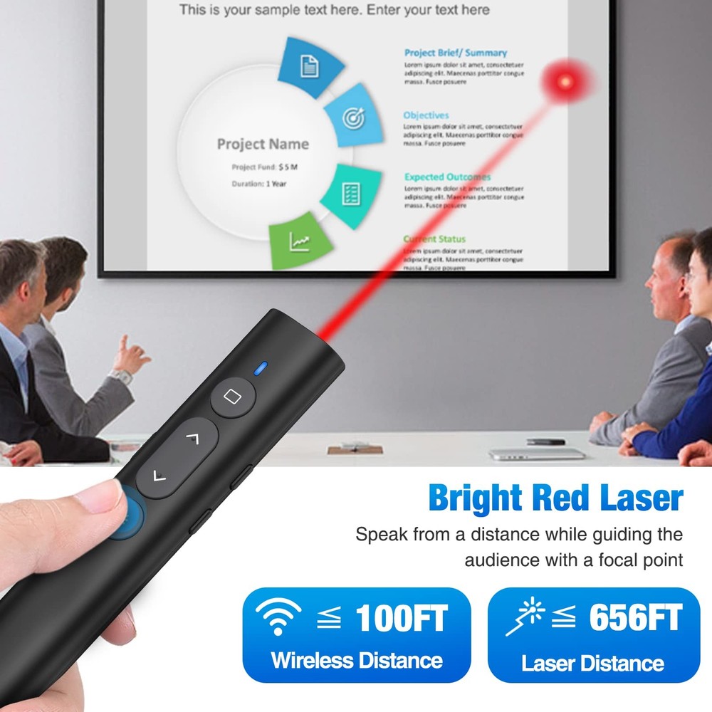 2 in 1 USB Type C Presentation Clicker with Laser Pointer, Wireless Presenter...