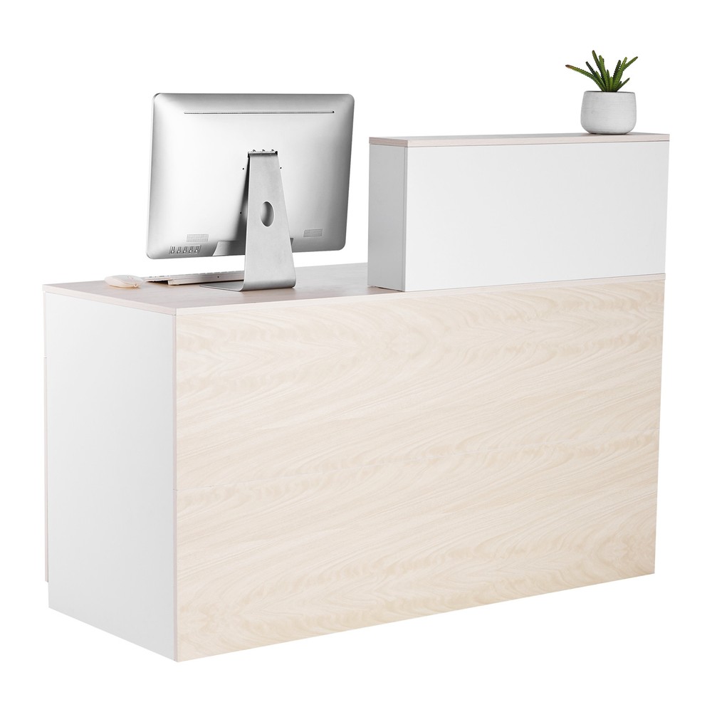 Reception Desk Rectangular Front Counter Table 55.12 in Wood Office Table
